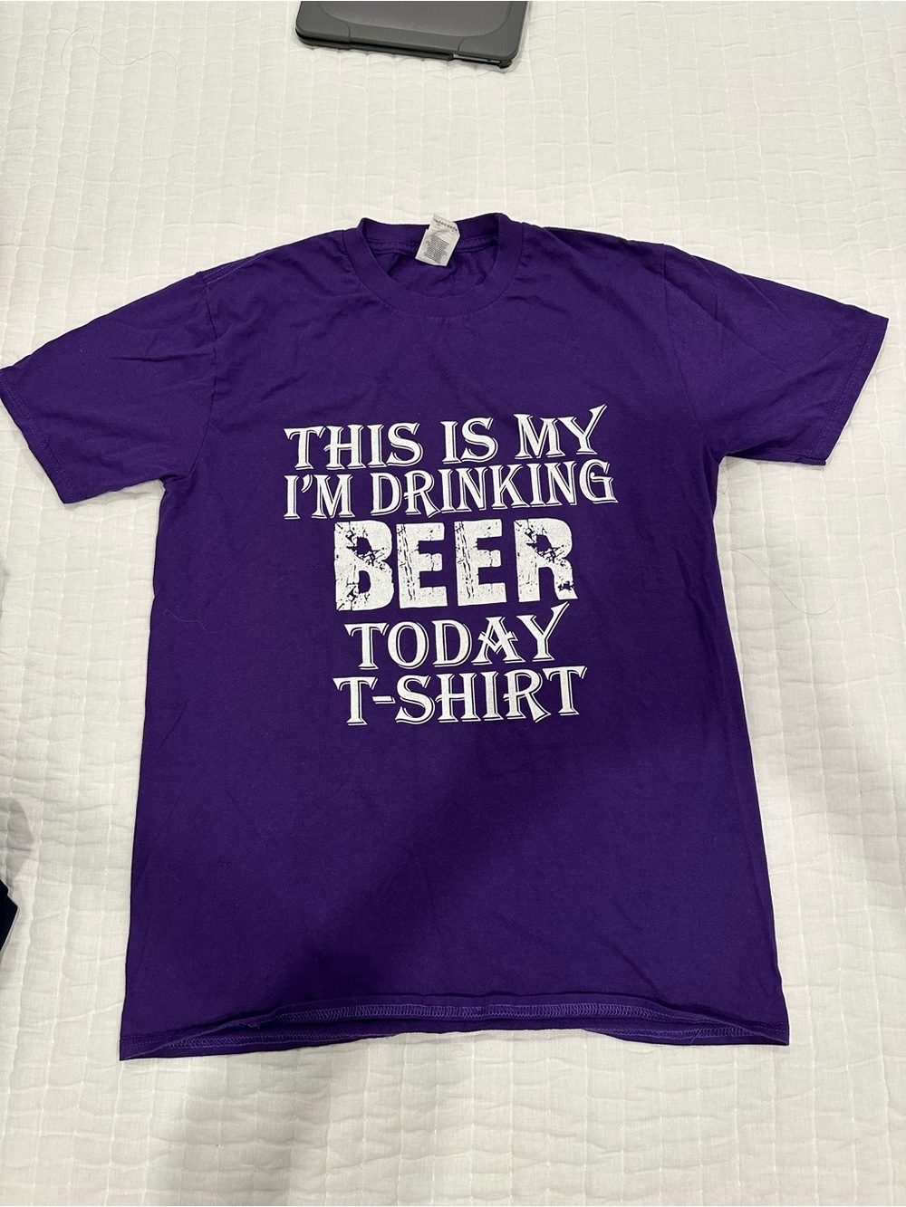 Gildan Purple Graphic 'I'm Drinking Beer Today' Short Sleeve Tee